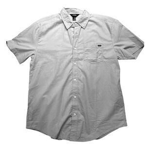 NWOT Billabong Mens Short Sleeve Button Down Shirt Gray Textured Pocket Sz L